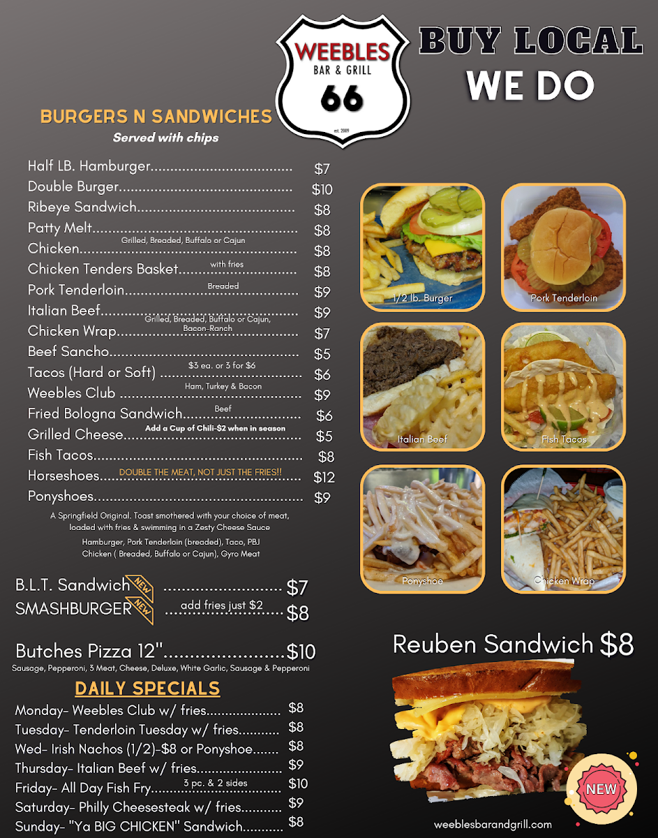 Weebles Bar & Grill Menu - Image 2